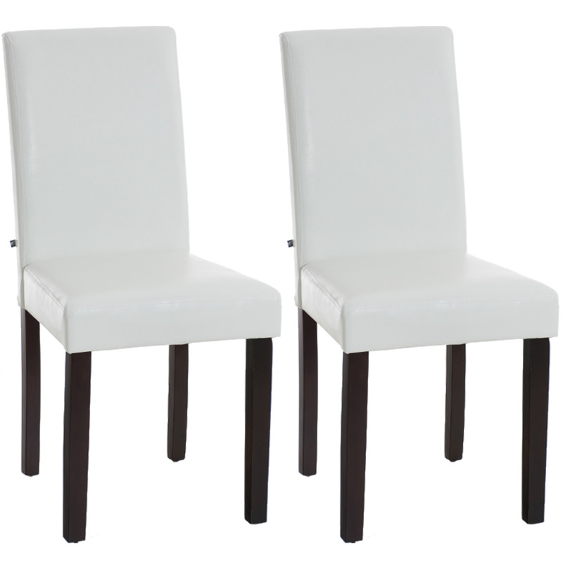 Lot de 2 chaises de salle à manger Ina marron foncé blanc