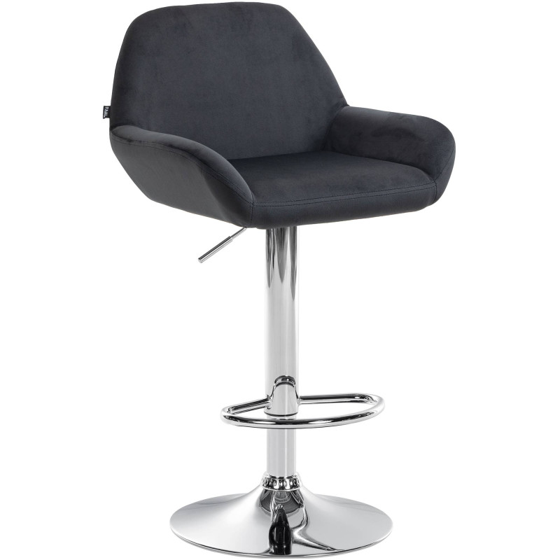 Tabouret de bar Braga velours chrome noir