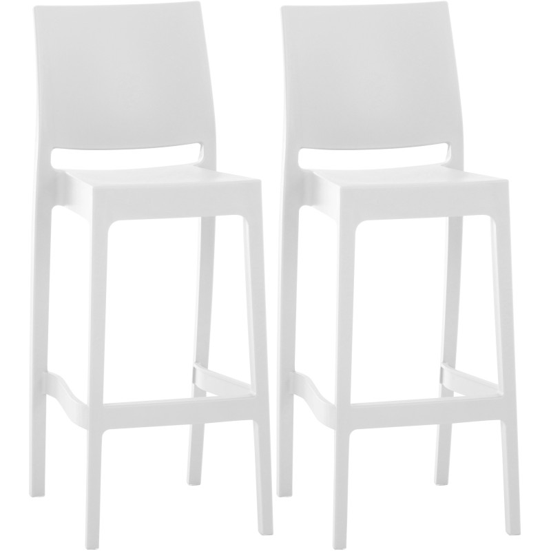 Ensemble de 2 tabourets de bar Maya blanc