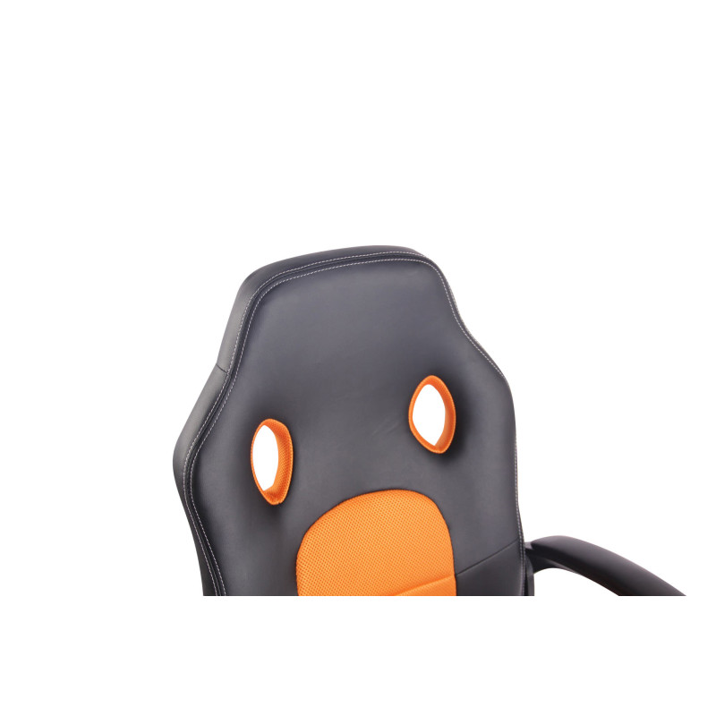 Silla de oficina Elbing en Cuero PU Negro/naranja