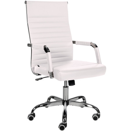 Fauteuil de bureau Amadora, similicuir blanc