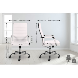 Fauteuil de bureau Amadora, similicuir blanc