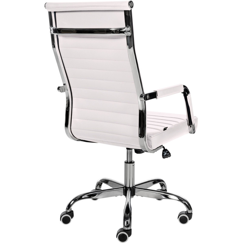 Fauteuil de bureau Amadora, similicuir blanc