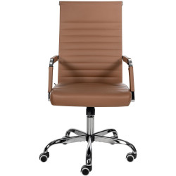 Fauteuil de bureau Amadora, simili cuir marron clair