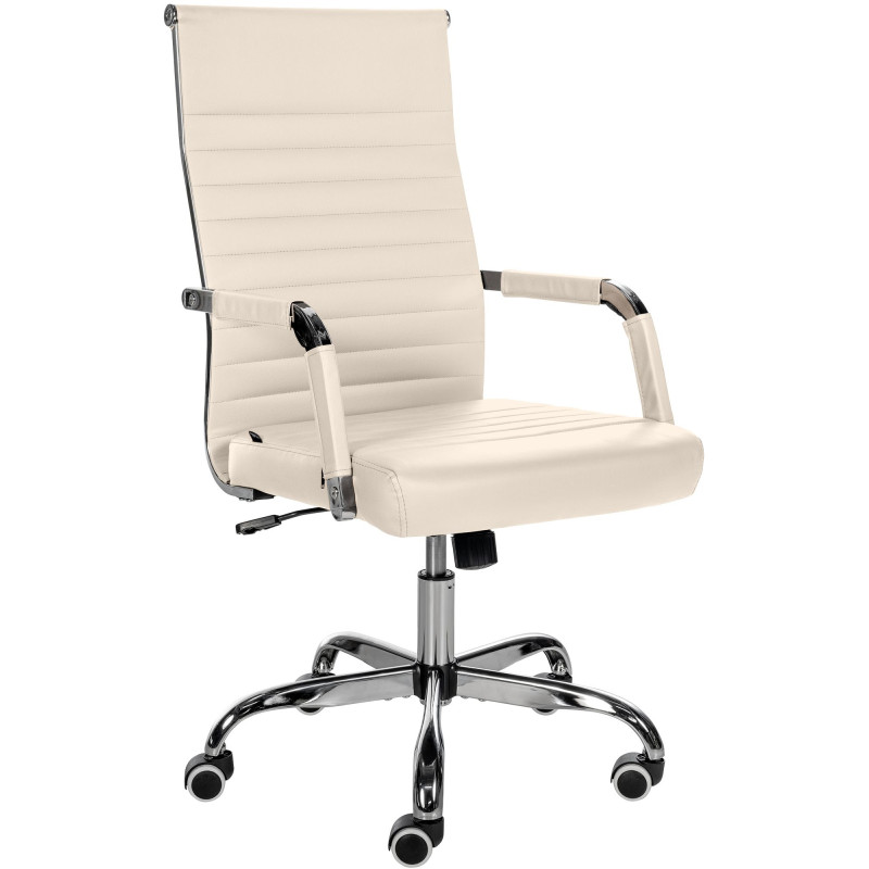 Fauteuil de bureau Amadora, similicuir crème