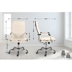Fauteuil de bureau Amadora, similicuir crème