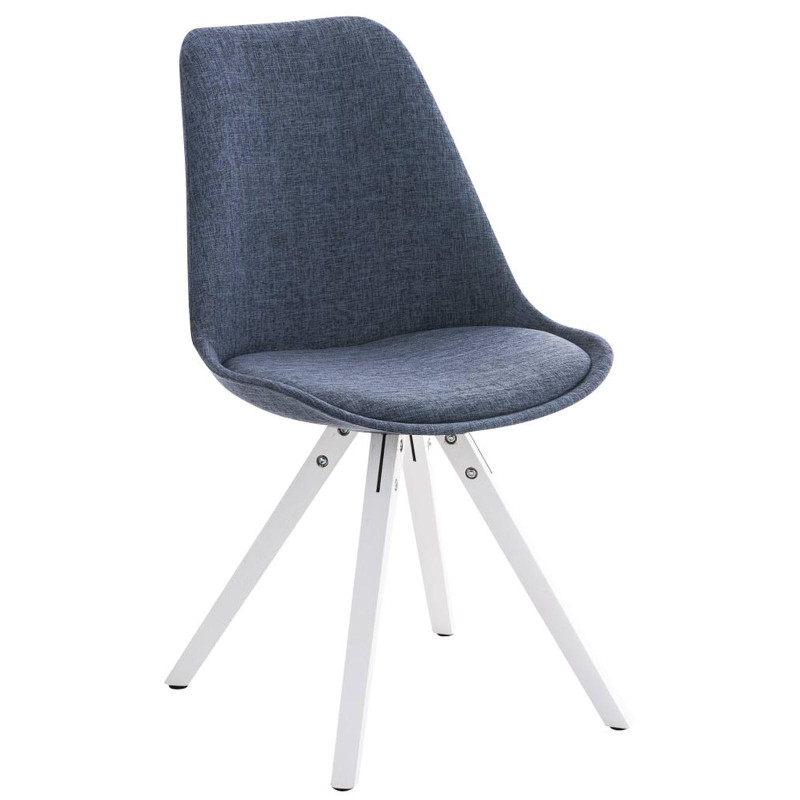 Chaise Pegleg tissu Carré blanc bleu