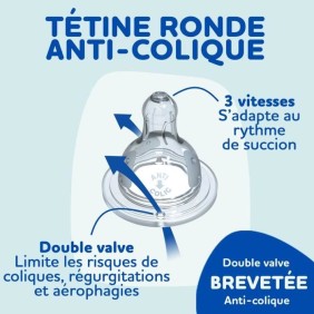 Lot de 3 Biberons DODIE Anti-Colique Initiation+ - Verre - 270ml - 0-6 Mois - Tétine Ronde - Débit 2