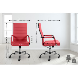 Fauteuil de bureau Amadora, similicuir rouge