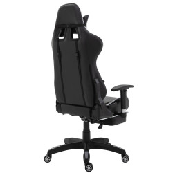 Fauteuil de bureau de course Turbo avec repose-pieds noir brillant/blanc
