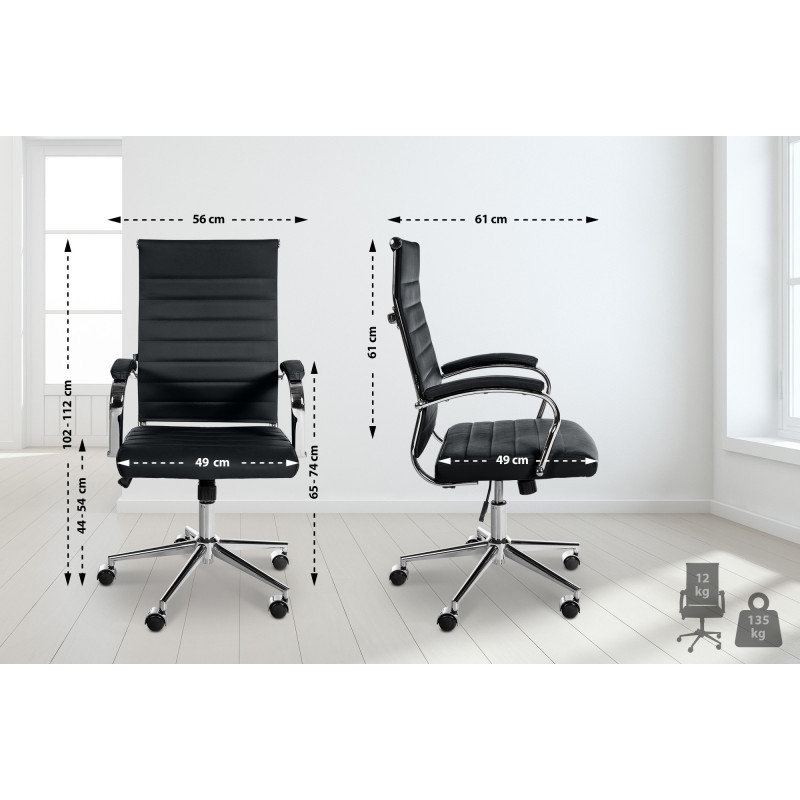 Fauteuil de bureau Mollis en cuir v?ritable noir