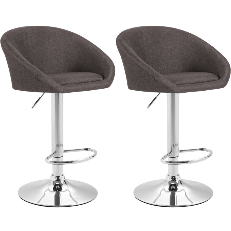 Lot de 2 tabourets de bar Miami V2 tissu chromé gris foncé