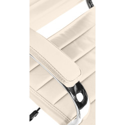 Silla de oficina Mollis de cuero auténtico Crema