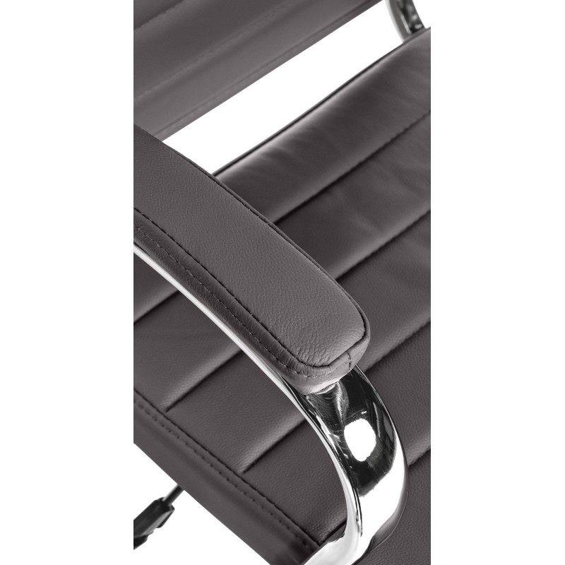 Silla de oficina Mollis de cuero auténtico Gris