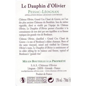 Dauphin d'Olivier 2017 Pessac-Léognan - Vin rouge de Bordeaux