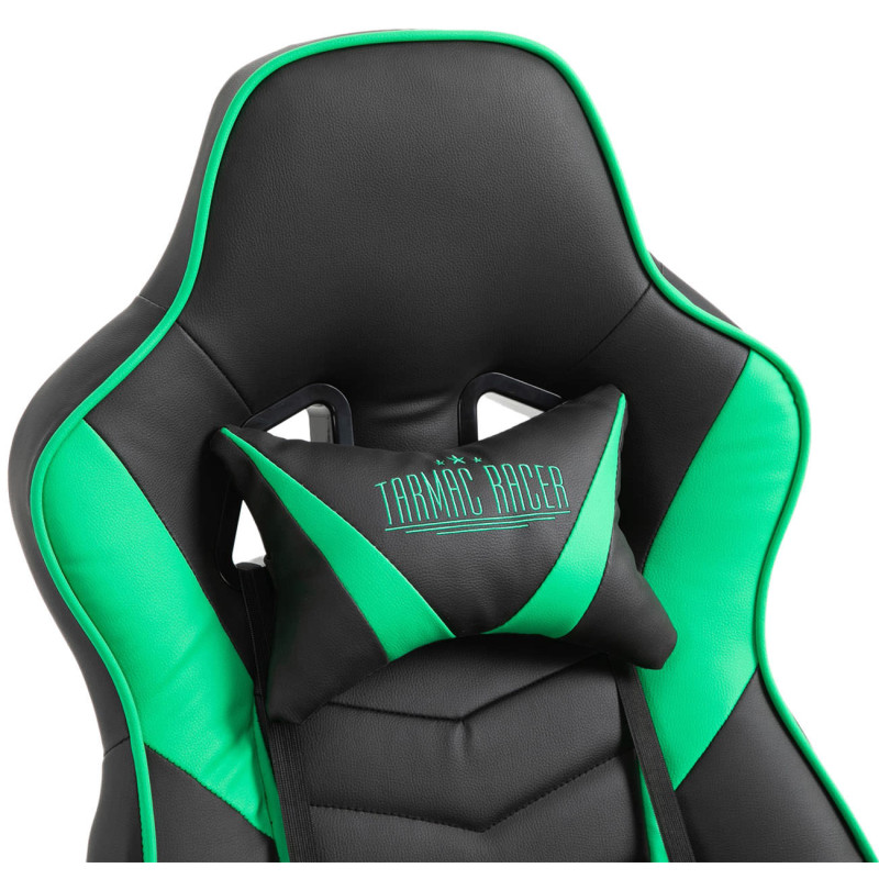 Silla Gaming Tilos En Simil Cuero Negro/verde