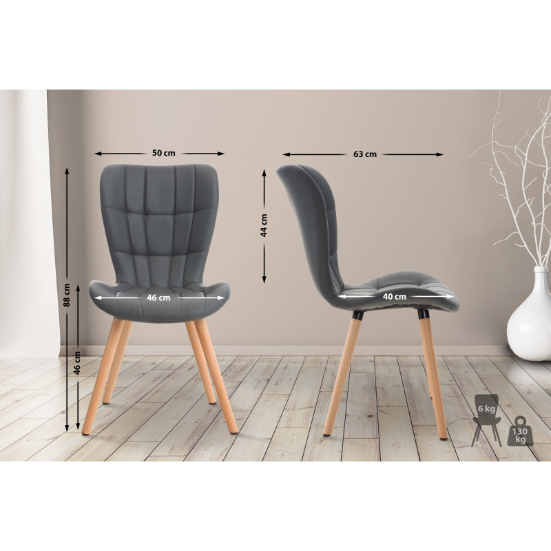 Chaise Elda PU naturel gris