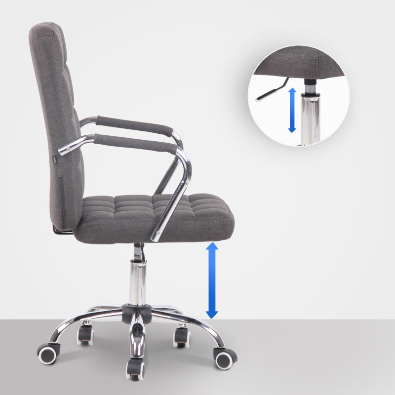 Fauteuil de bureau Terni en tissu gris foncé