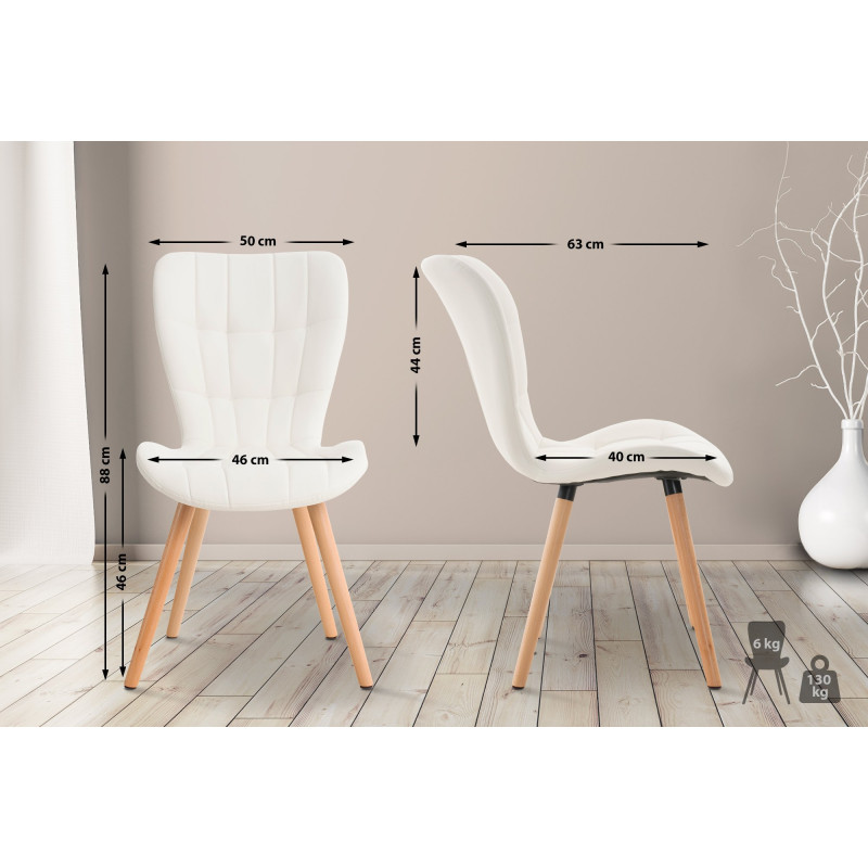 Chaise Elda PU naturel blanc