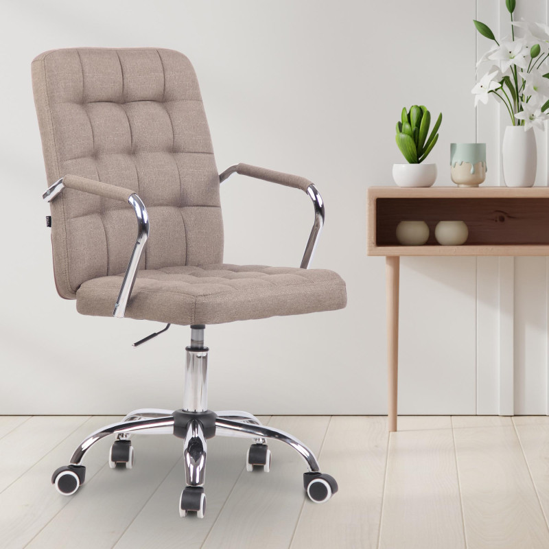 Chaise de bureau Terni, tissu taupe