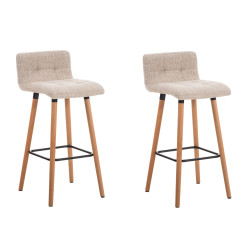 Lot de 2 tabourets de bar Lincoln en tissu natura crème
