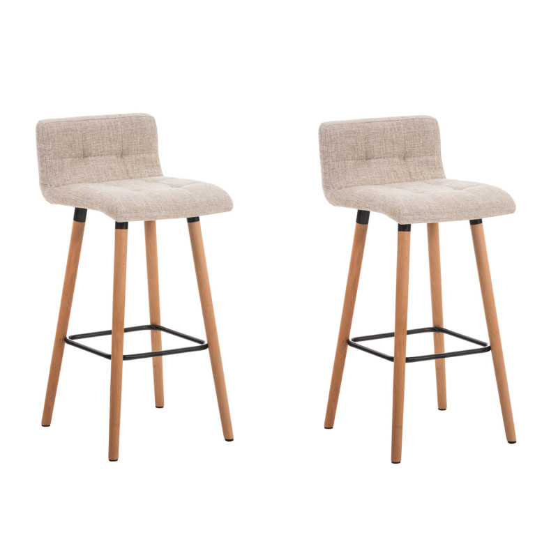 Lot de 2 tabourets de bar Lincoln en tissu natura crème