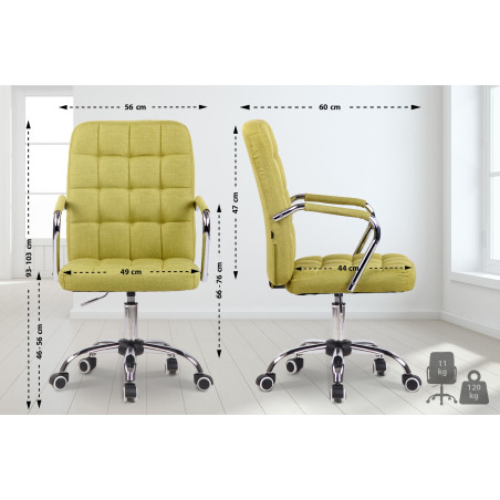Fauteuil de bureau Terni en tissu vert