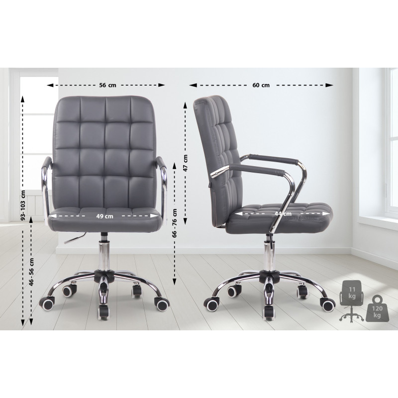 Fauteuil de bureau Terni, similicuir gris