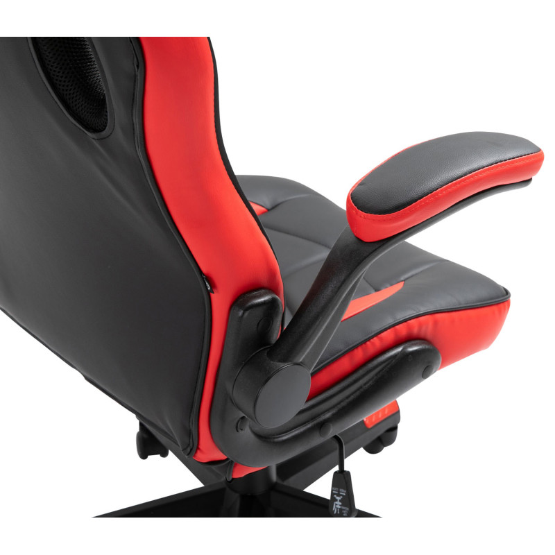 Fauteuil de bureau Omis en cuir artificiel noir/rouge