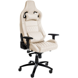 Silla de oficina Keren de cuero genuino Crema
