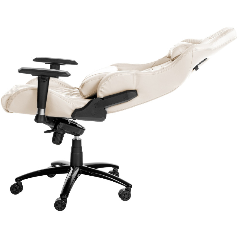 Silla de oficina Keren de cuero genuino Crema