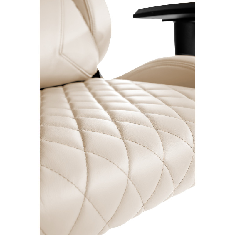Silla de oficina Keren de cuero genuino Crema