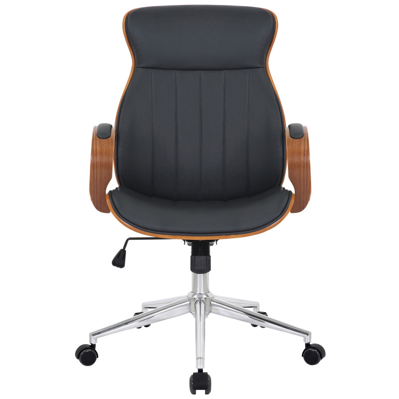Chaise de bureau Melilla, similicuir, noyer/noir