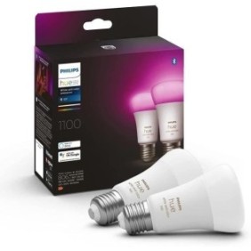 Philips Hue White é Color Ambiance, ampoule LED connectée E27,Equivalent 75W, 1100 lumen, Compatible Bluetooth, Pack de 2