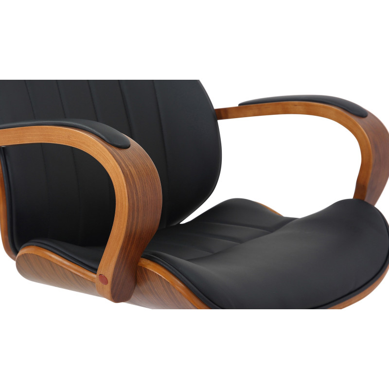 Chaise de bureau Melilla, similicuir, noyer/noir