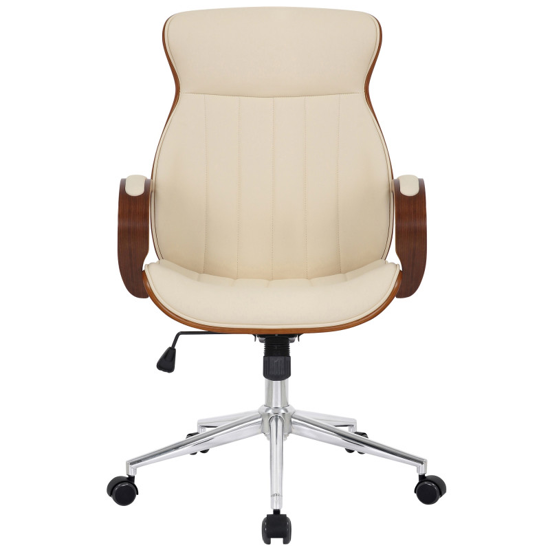 Fauteuil de bureau Melilla en cuir artificiel noyer/crème