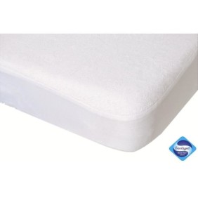 DOMIVA Drap housse + Alese Uni - 100% Coton - oeko-Tex - Blanc/Cailloux - 70 x 140 cm