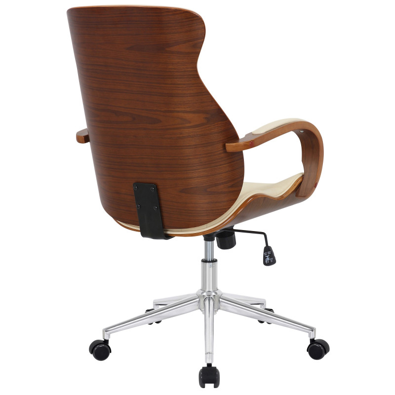 Fauteuil de bureau Melilla en cuir artificiel noyer/crème