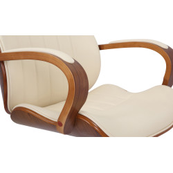 Chaise de bureau Melilla, similicuir, noyer/crème