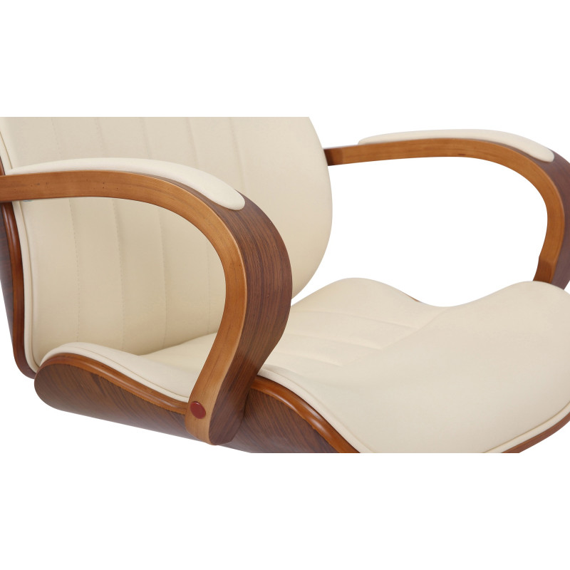 Fauteuil de bureau Melilla en cuir artificiel noyer/crème