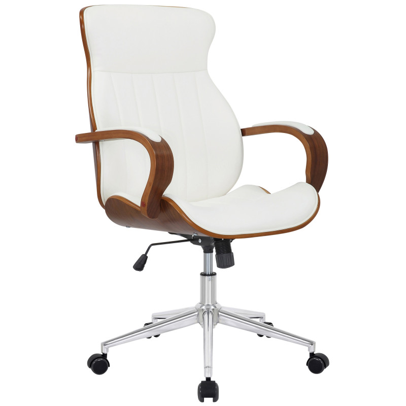 Fauteuil de bureau Melilla, cuir artificiel, noyer/blanc
