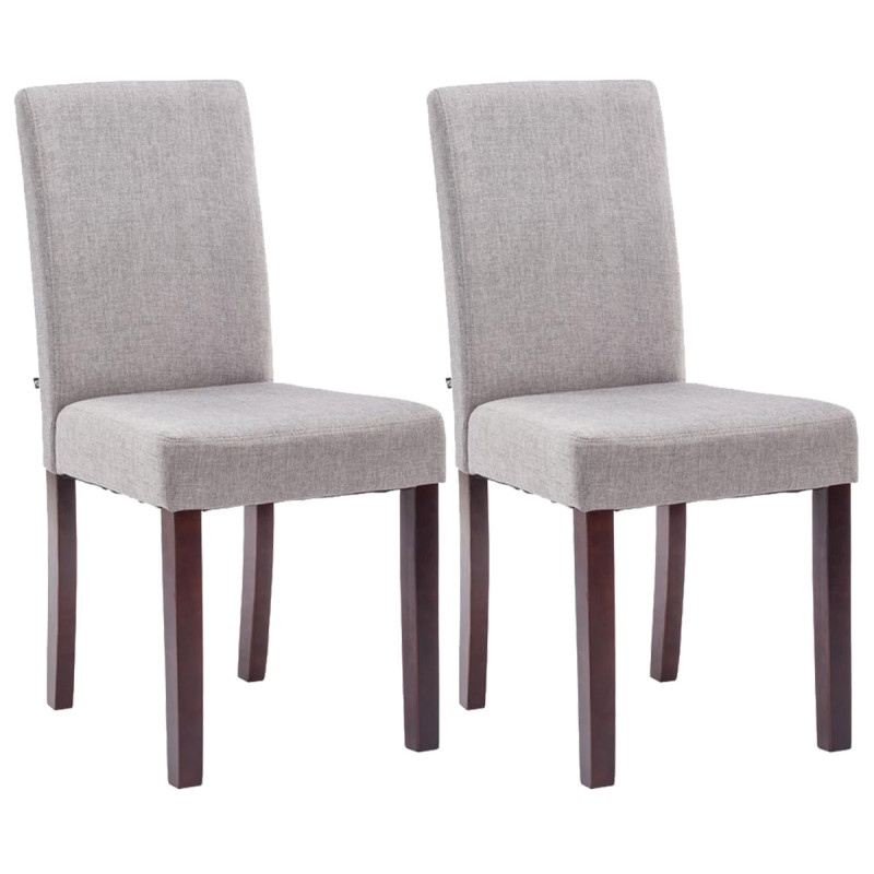Lot de 2 chaises de salle à manger Ina tissu cappuccino gris clair