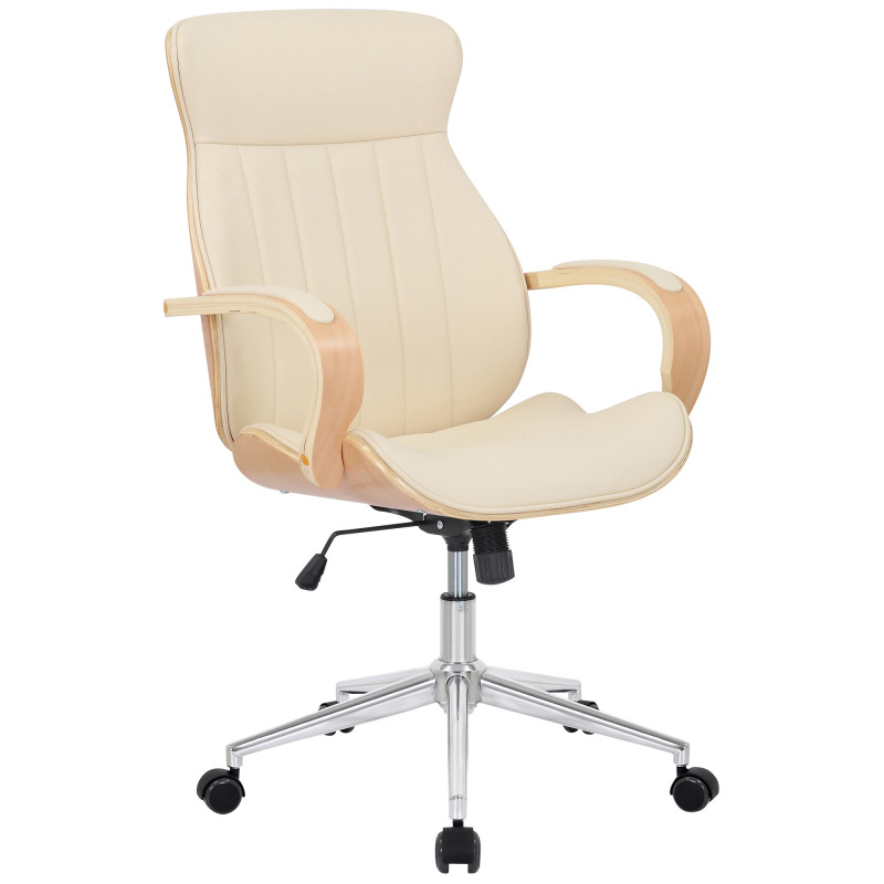 Fauteuil de bureau Melilla en cuir artificiel naturel/crème