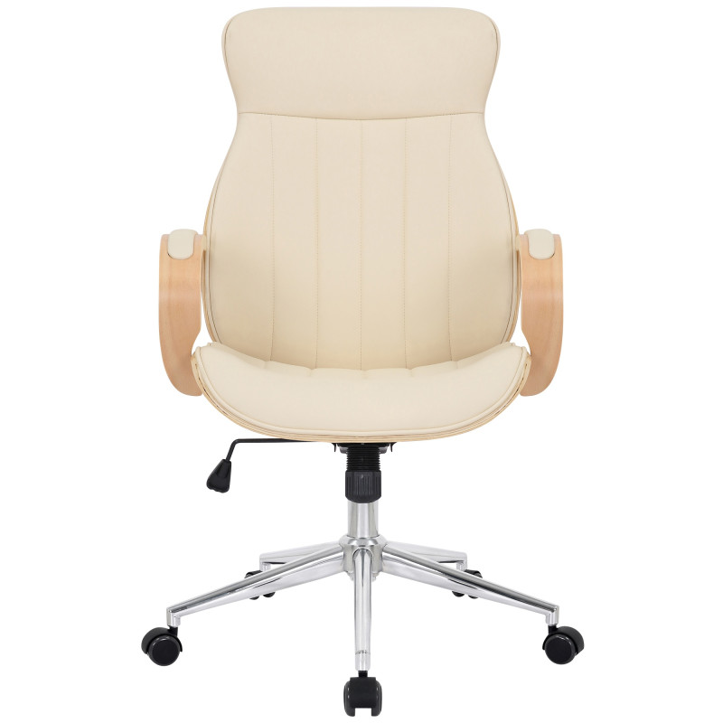 Fauteuil de bureau Melilla en cuir artificiel naturel/crème