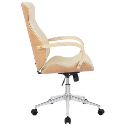 Fauteuil de bureau Melilla en cuir artificiel naturel/crème