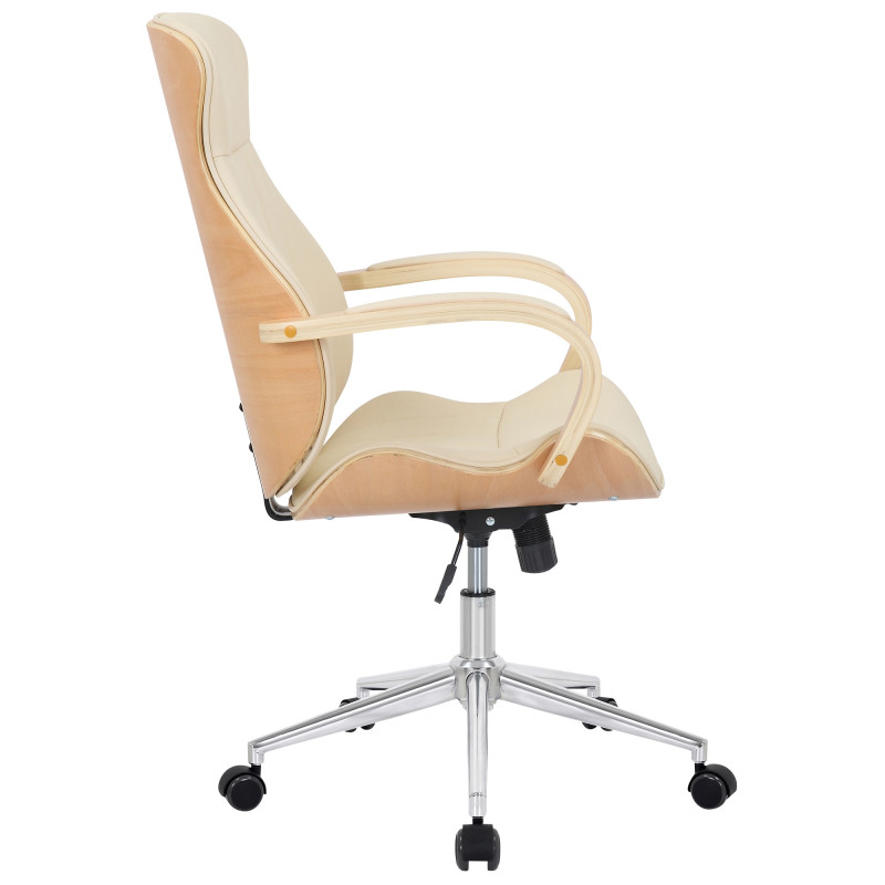 Fauteuil de bureau Melilla en cuir artificiel naturel/crème