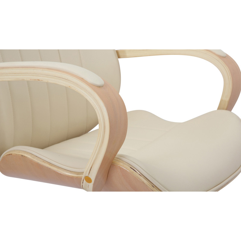 Fauteuil de bureau Melilla en cuir artificiel naturel/crème