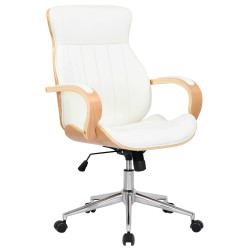 Fauteuil de bureau Melilla, cuir synthétique, naturel/blanc