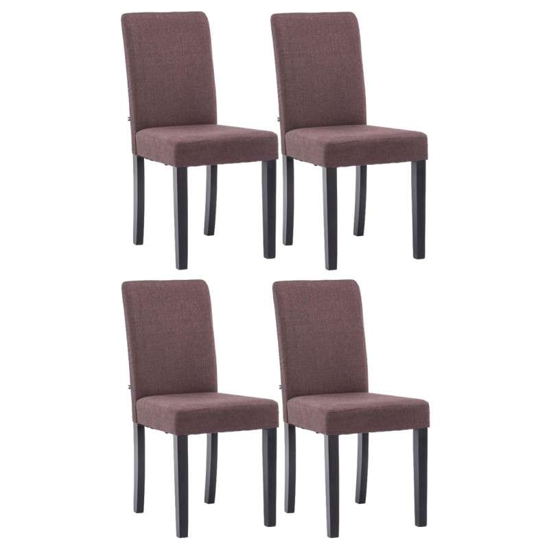 Lot de 4 chaises de salle à manger Ina tissu noir brun
