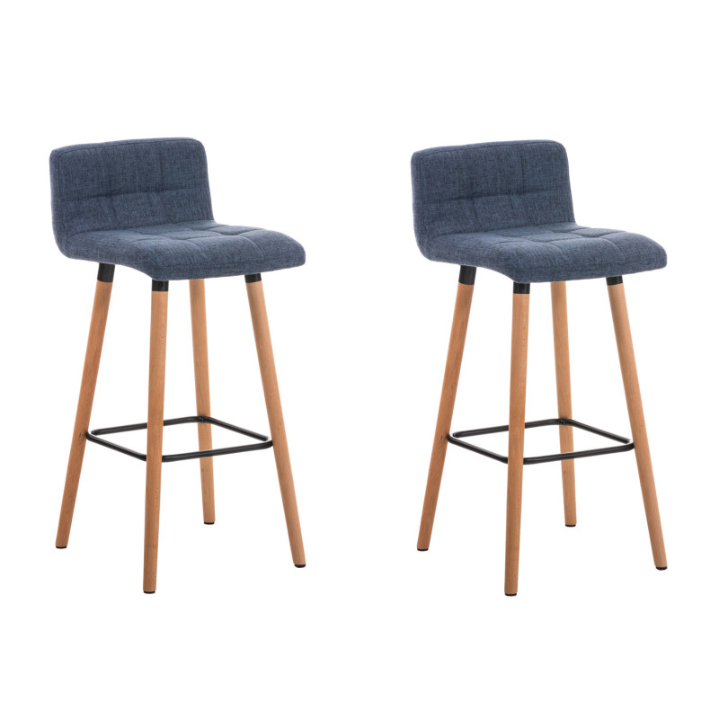 Lot de 2 tabourets de bar Lincoln en tissu natura bleu